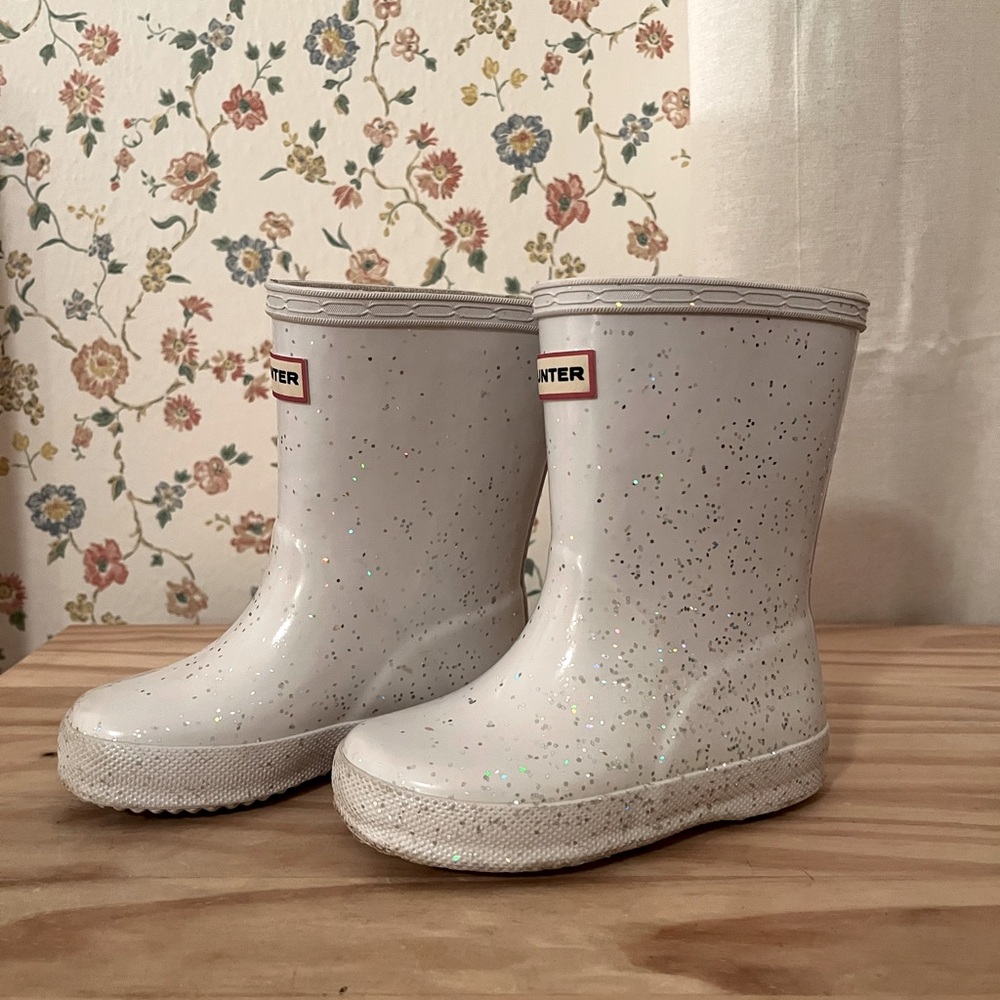 Hunter Kids Sparkle Rain Boots - White